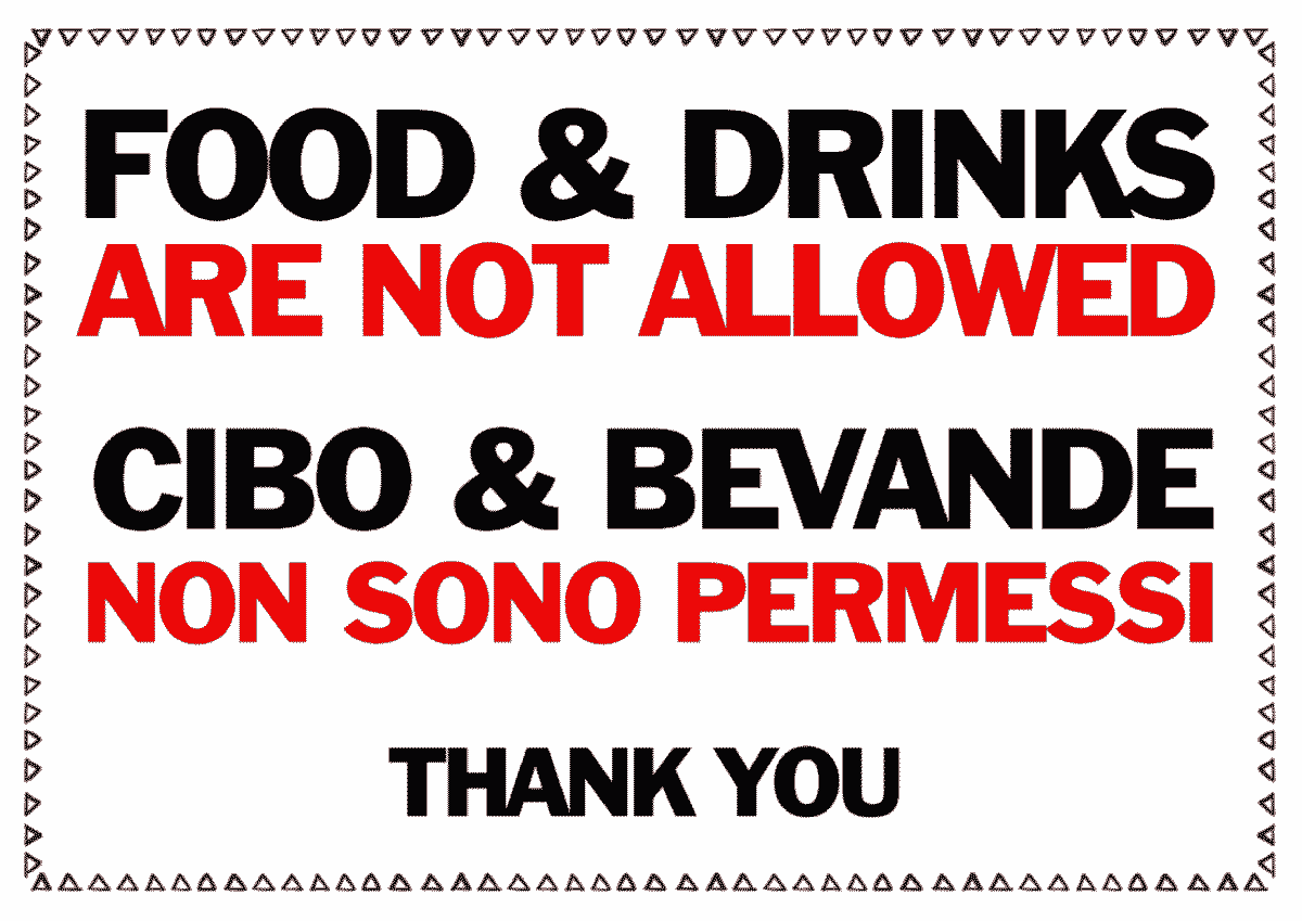 No Food Drinks Outdoor